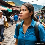 콜롬비아에서의 소매치기 예방법 - A bustling Colombian street market scene in Medell&iacute;n during daytime, filled with vibrant colors from...